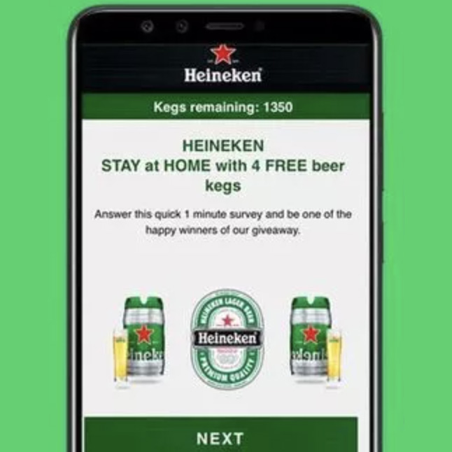 free heineken keg text message